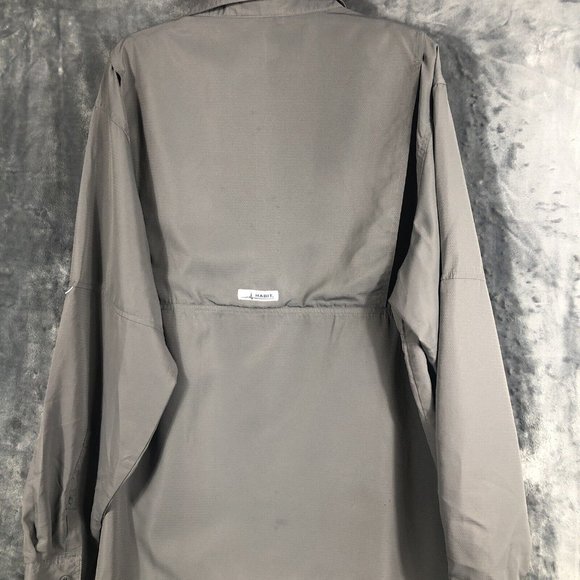 Habit Shirt Mens Extra Large Gray Long Sleeve Vented Fishing Outdoor Upf 40+ - Picture 14 of 16